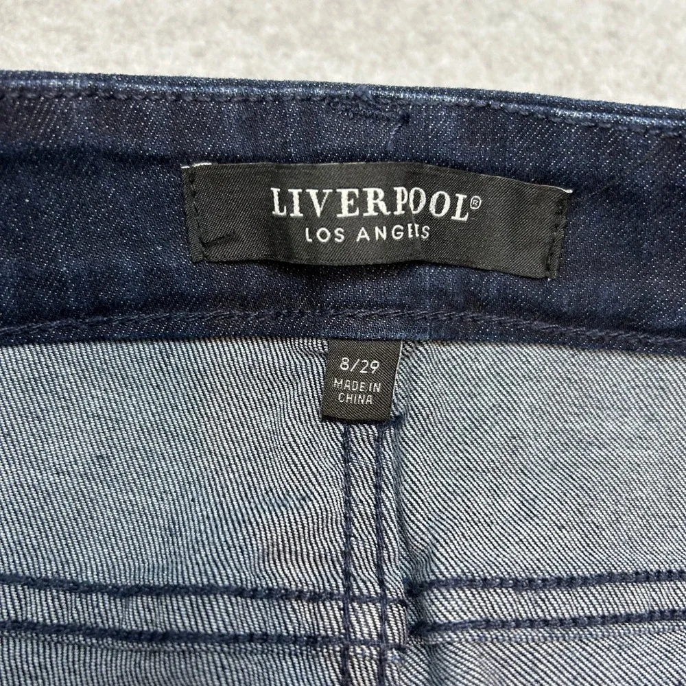 Liverpool The Gia Glider Crop Jeans Twisted Split Hem Dark Wash Denim Size‎ 8 29